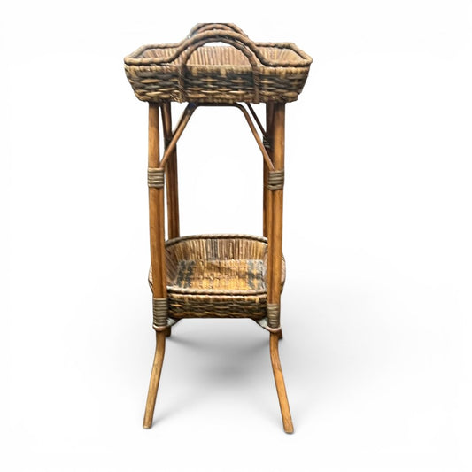 Antique Wicker Work Table 12Lx15Wx30H