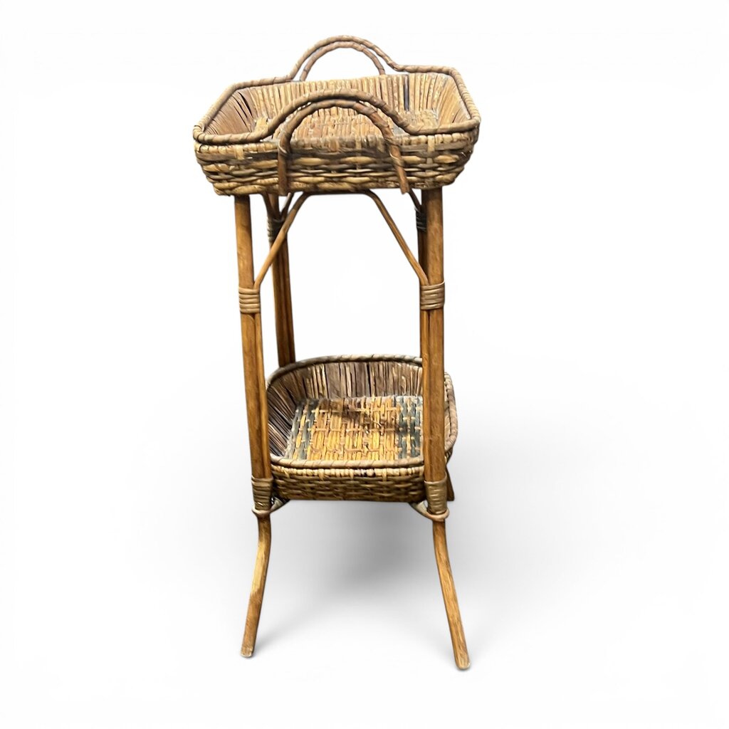 Antique Wicker Work Table 12Lx15Wx30H
