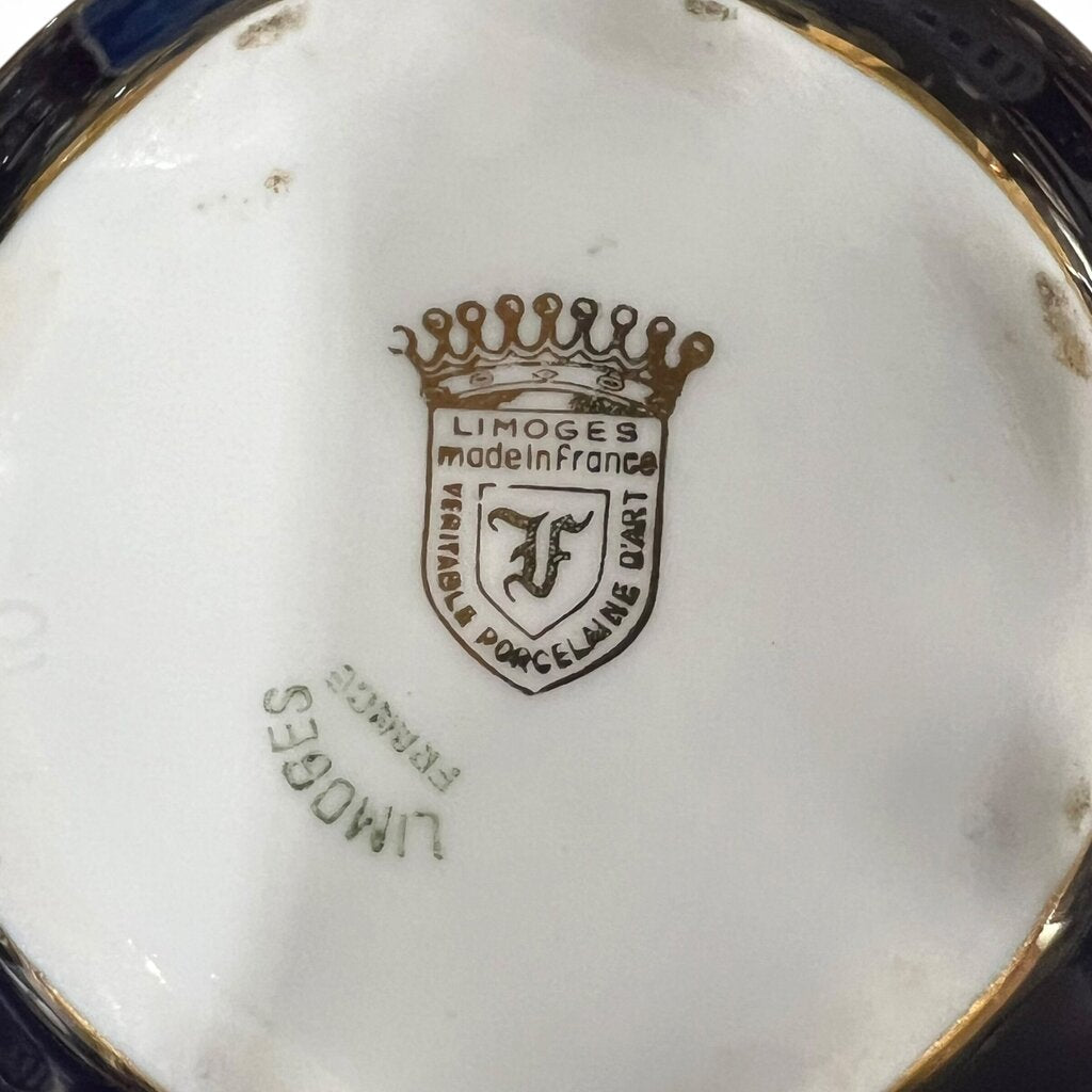 Cobalt Blue Limoges Porcelain Trinket Dish 3Lx3Wx1H