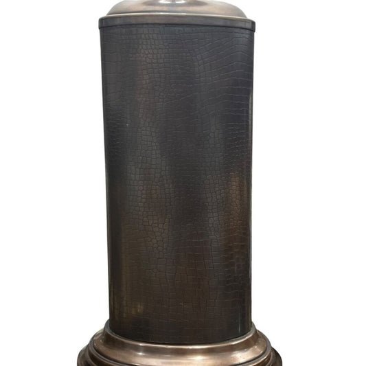 Vintage Frederick Cooper Alligator Embossed Copper Cylinder Table Lamp 16Lx16Wx30H Pair