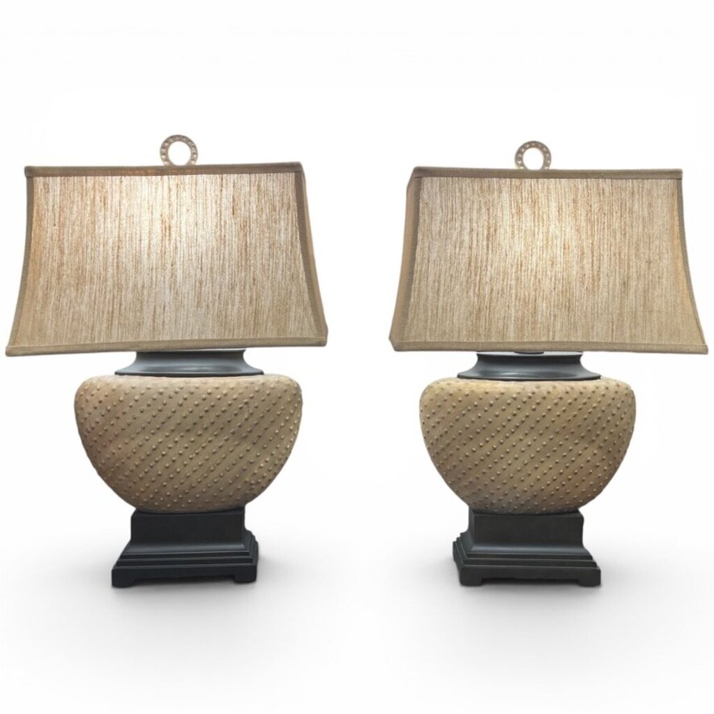 Pair of Uttermost Cumberland Ceramic Table Lamps 18Lx13Wx30H