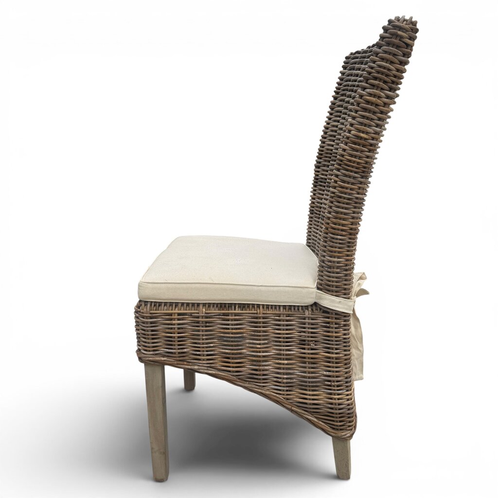 Set of 6 Coastal Handwoven Wicker Dining Chairs w/ Cushions 19Lx20Wx40H