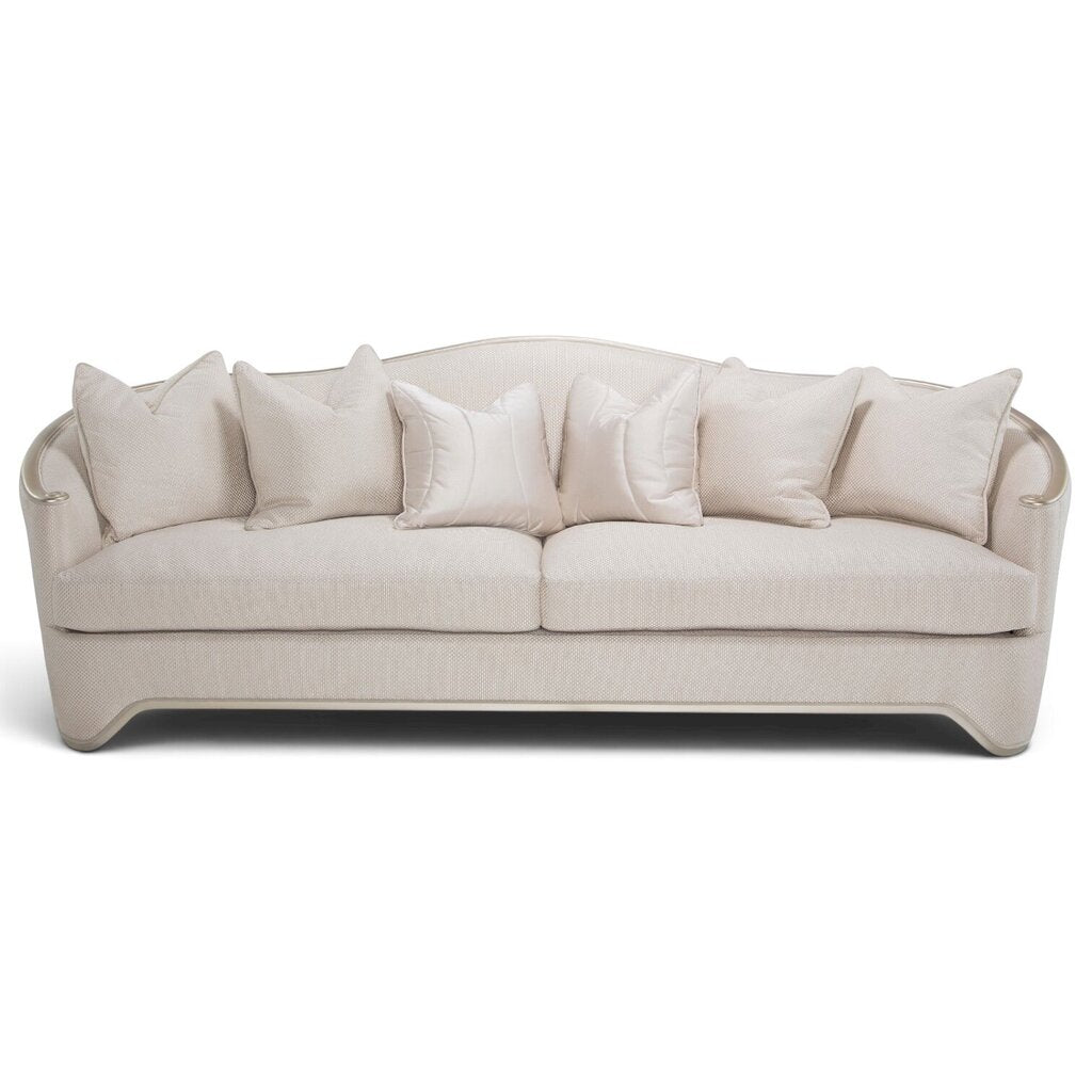 Michael Amini London Place Curved Sofa in Light Champagne Upholstery 105Lx37Wx38H