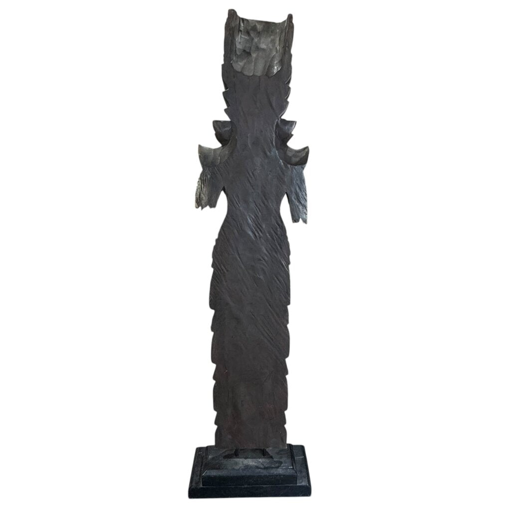Large Southeast Asian Carved Wood Buddha Style Temple Figure 16Lx8Wx55H