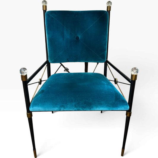 Jonathan Adler Rider Dining Chairs Set of 6 in Peacock Velvet 22Lx23Wx39H