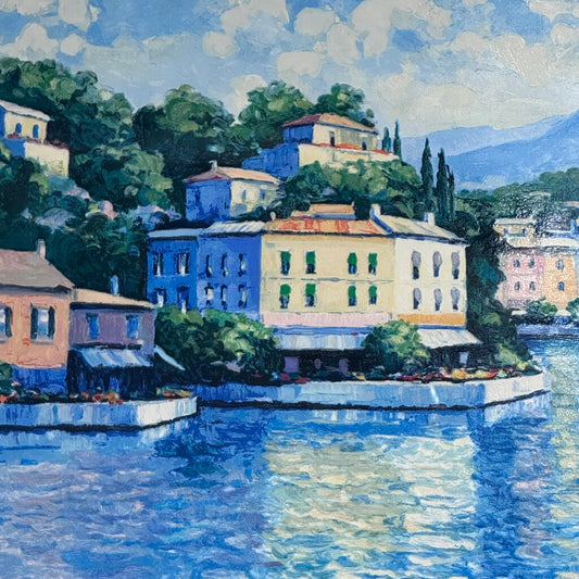 John Zaccheo “Lipari, Italy” Signed Remarque Edition Serigraph 3/24 Custom Mosaic Frame 41Lx52H