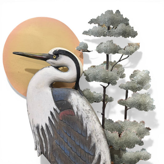 Joanne Ferrara Great Blue Heron Wood & Metal Wall Sculpture 24Lx6Wx40H