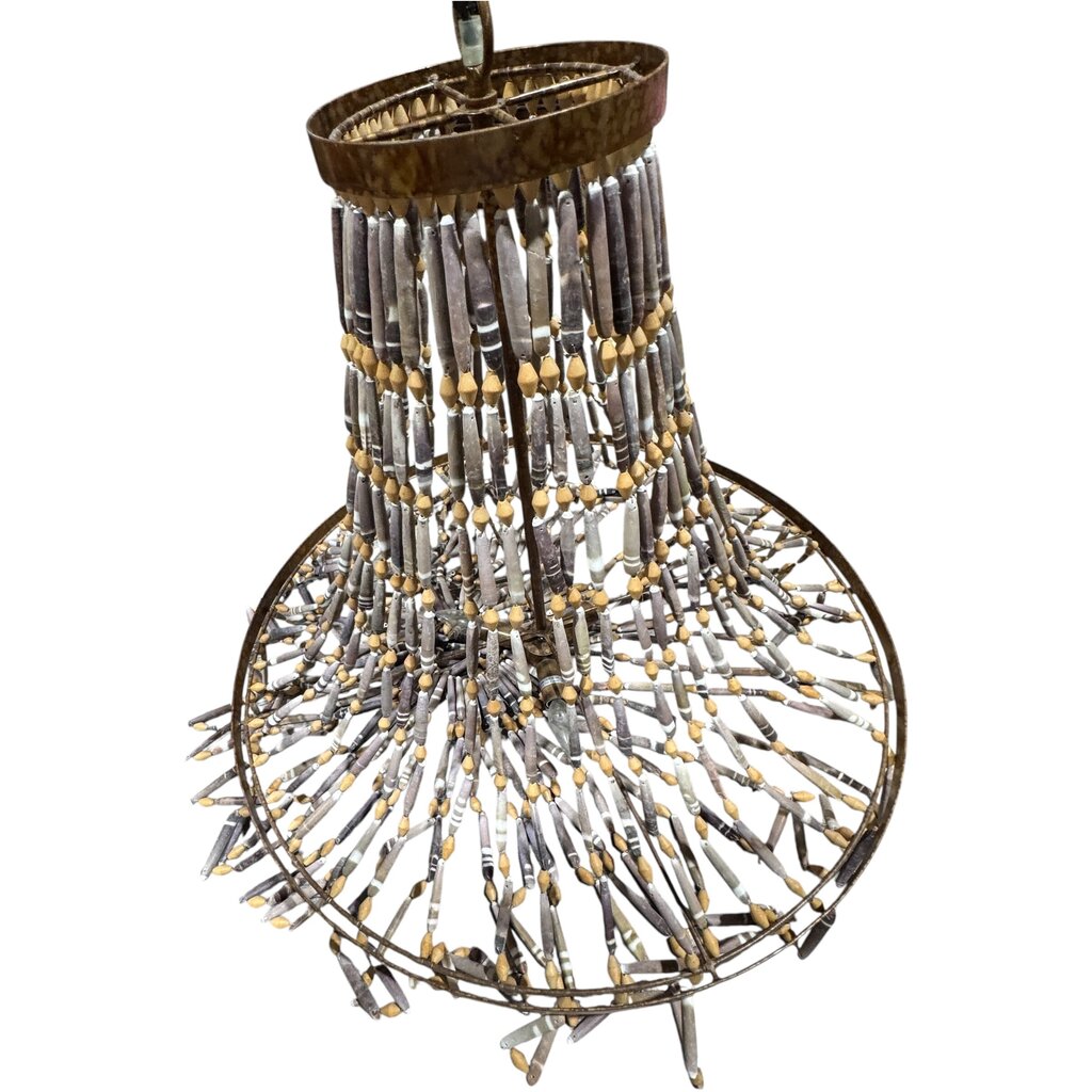 Large Empire Style Natural Sea Urchin Spine Coconut Wood Chandelier 30Lx30Wx42H