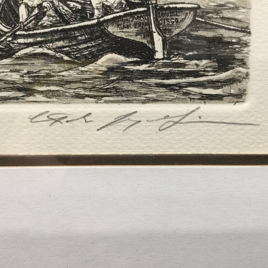 1978 Alan Jay Gaines Signed Etching "The Flying Cloud" matted and framed, 26" x 23"