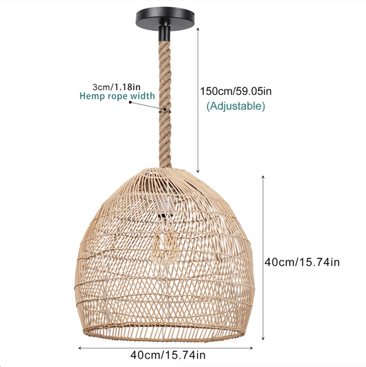 Disalvo Rattan Pendant w/ Rope by Bayou Breeze. 14Hx16.5Wx60H Adjustable Rope Length