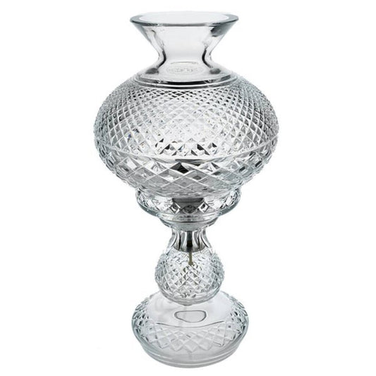 Vintage 1950's Waterford Crystal Inishmaan Hurricane Lamps 14" tall (pair)