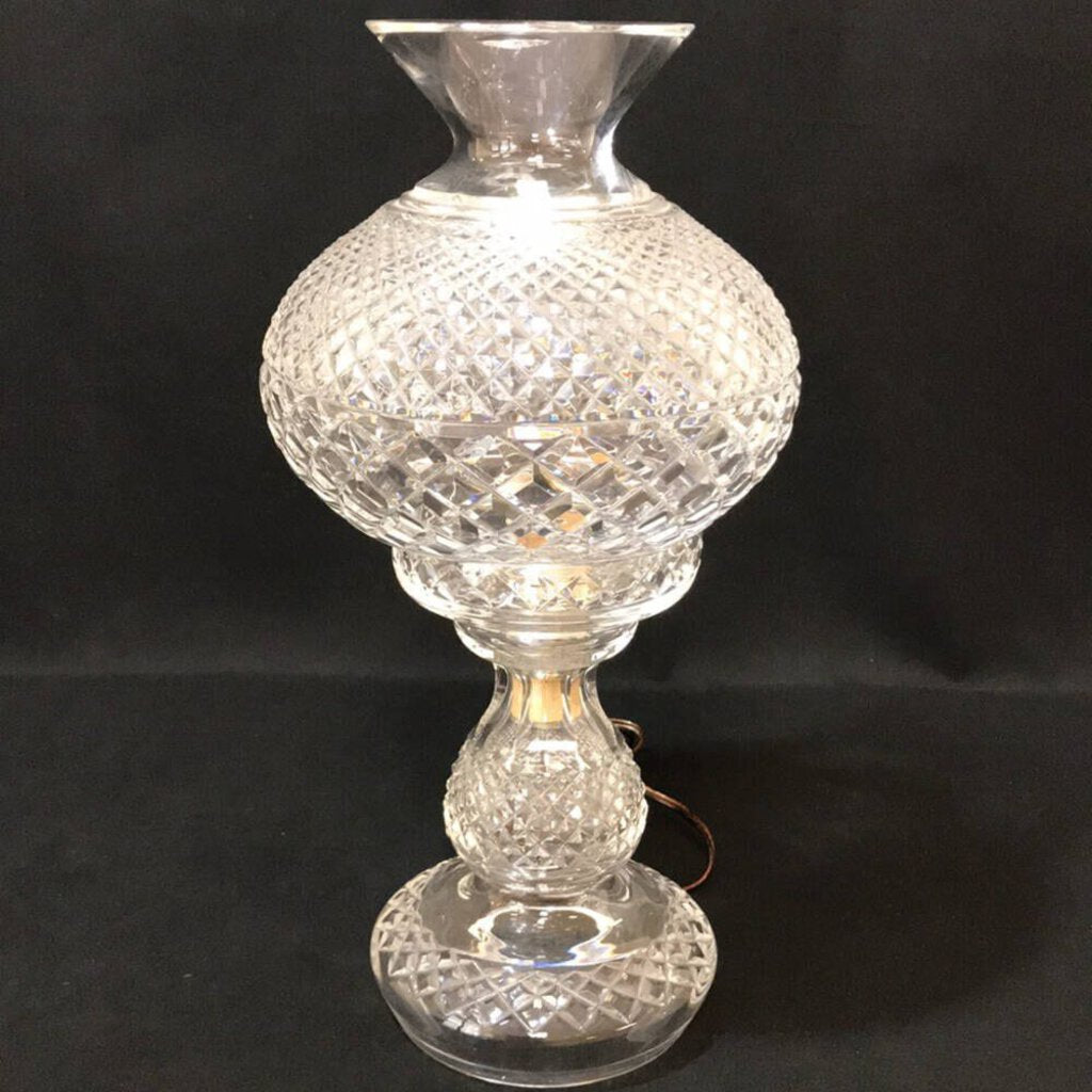 Vintage 1950's Waterford Crystal Inishmaan Hurricane Lamps 14" tall (pair)
