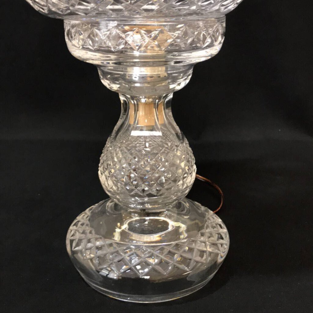 Vintage 1950's Waterford Crystal Inishmaan Hurricane Lamps 14" tall (pair)