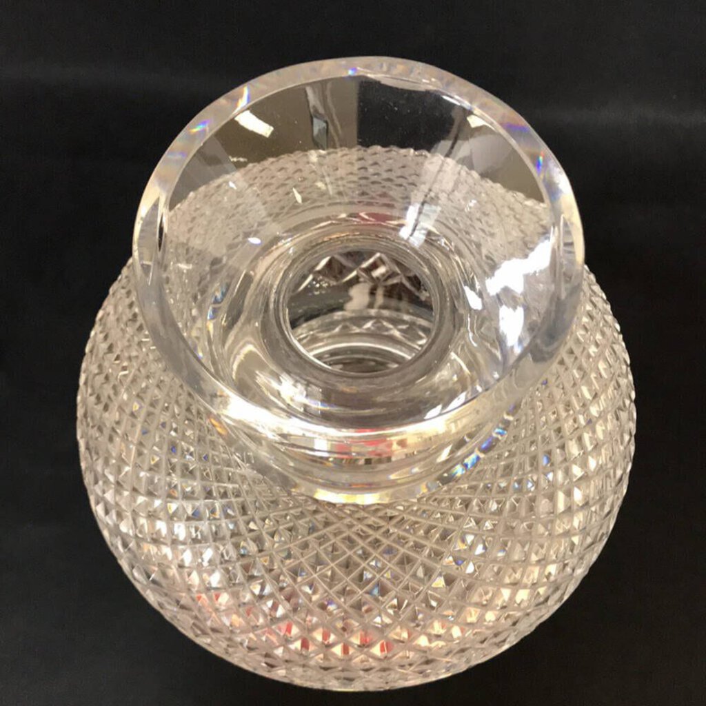 Vintage 1950's Waterford Crystal Inishmaan Hurricane Lamps 14" tall (pair)