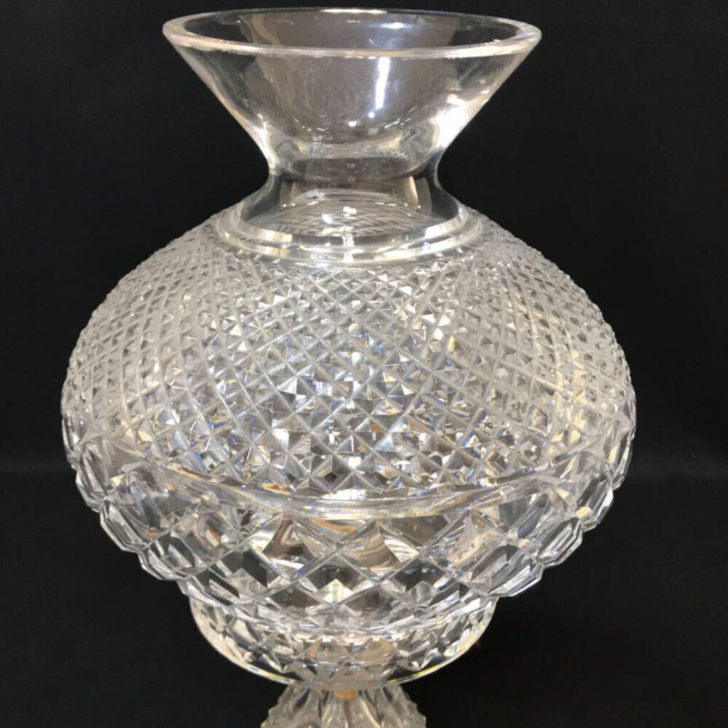 Vintage 1950's Waterford Crystal Inishmaan Hurricane Lamps 14" tall (pair)