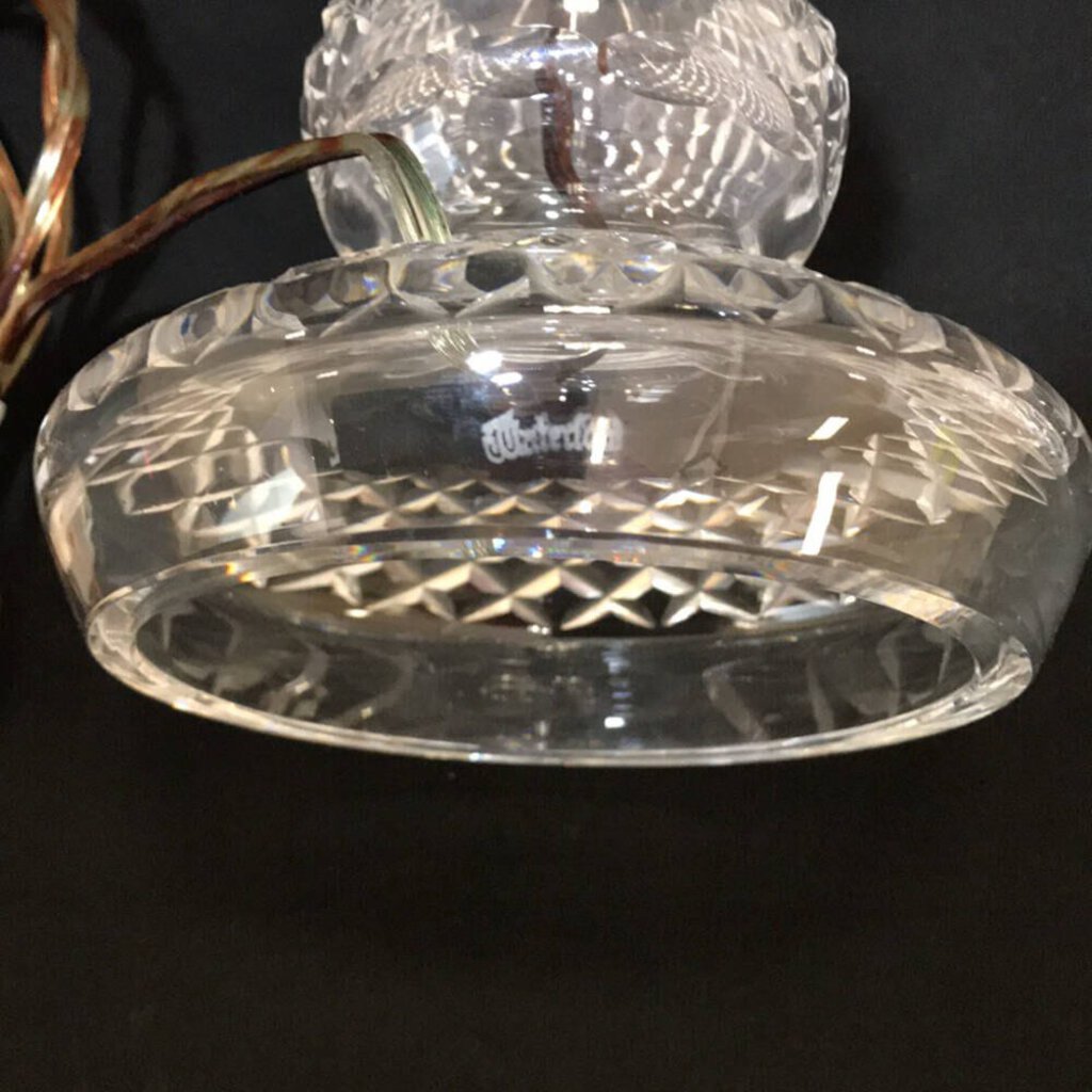 Vintage 1950's Waterford Crystal Inishmaan Hurricane Lamps 14" tall (pair)
