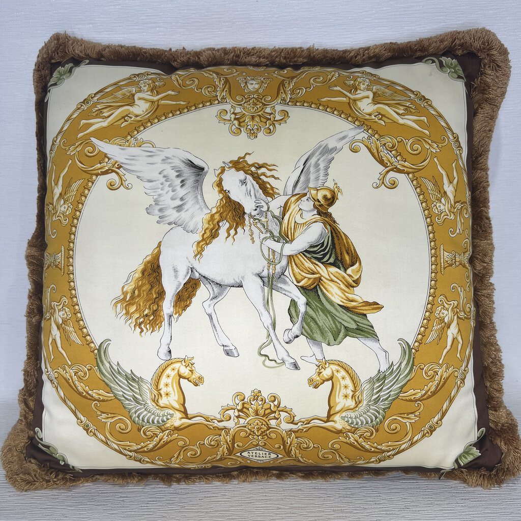 Vintage Atelier Versace Hermes & Pegasus Reversible Pillow 16x16