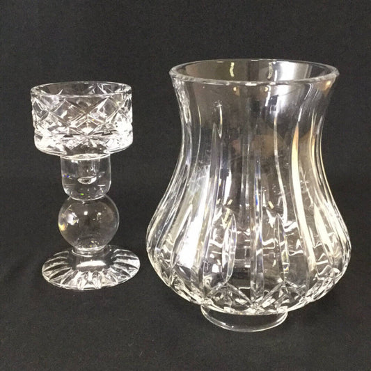 Vintage Block Crystal Candle Holder 12" tall