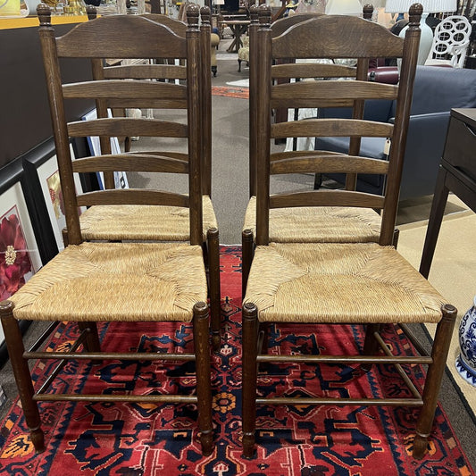 Quaker Style Ladder Back Dining Chairs w/ Rush Seats (set of 4)