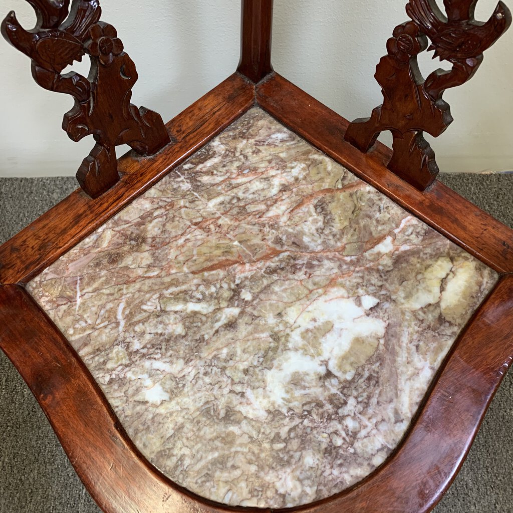 Hand-carved Oriental Rose Wood Chairs w/ Marble Seats