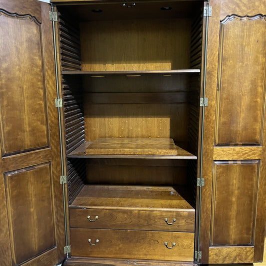 No. 570 Armoire Cherry Wood w/ Golden Finish by: Wright Table Company. NC, USA 45Lx24Wx87H