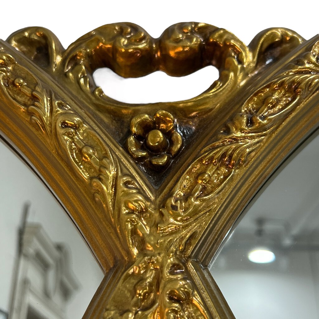 Vintage Hollywood Regency Double Oval Mirror w/ Gold Gilded Wood Frame 47" x 39"