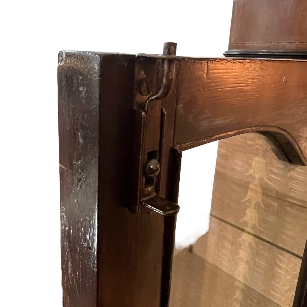 Antique English Inlay Queen Anne Style China Cabinet w/2 Glass Shelves & Key 48Lx15Wx61H