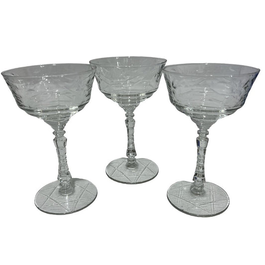 Arctic Rose Champagne/Tall Sherbet by Rock Sharpe set of 3