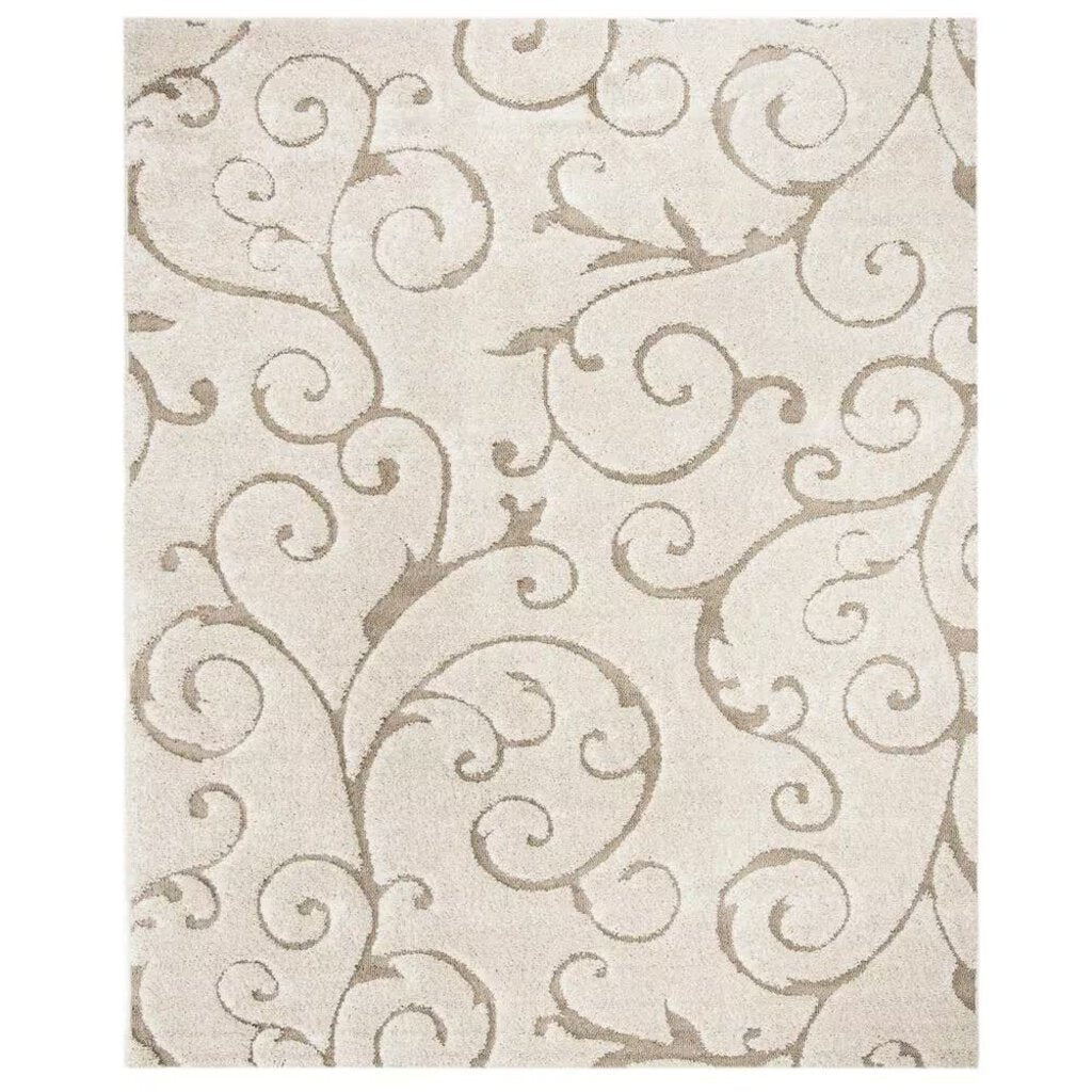 Safavieh Florida Shag Shahin Scroll Rug Color: Cream Beige 8.5x12 Made in Turkey