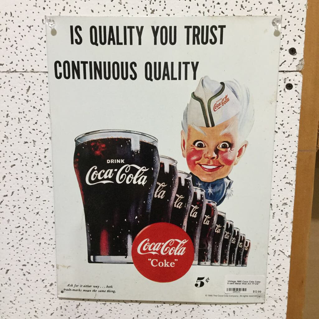 Vintage 1995 Coca Cola Coke 5 cent Metal Wall Art 11"x14"