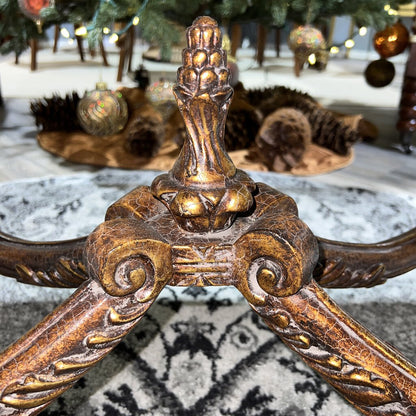 MAITLAND SMITH Italian Rococo Style Carved Walnut Coffee Table w/ Hand-Painted Gold Leaf 48Lx32Wx21H