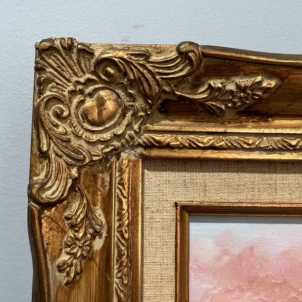 Impressionist Oil Painting of a Victorian Woman Walking by the Seaside Signed: P. Andrea 16x14