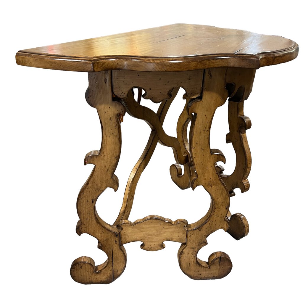 Carlotta Solid Wood Scrolled Console Table by: Woodland Furniture Idaho Falls, Idaho USA