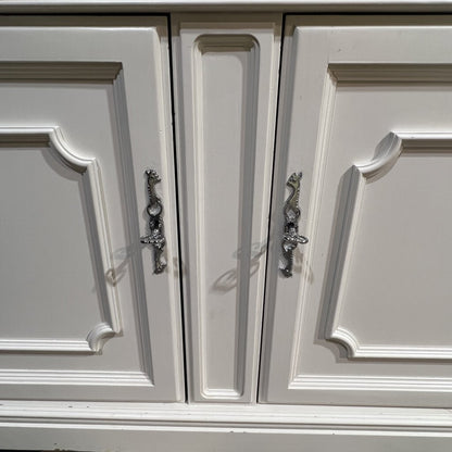 71" White Antique Style Solid Wood Console Converted to Vanity w/ Custom Marble Top/ Sink/ Faucet by Universal Furniture 71Lx23Wx36H
