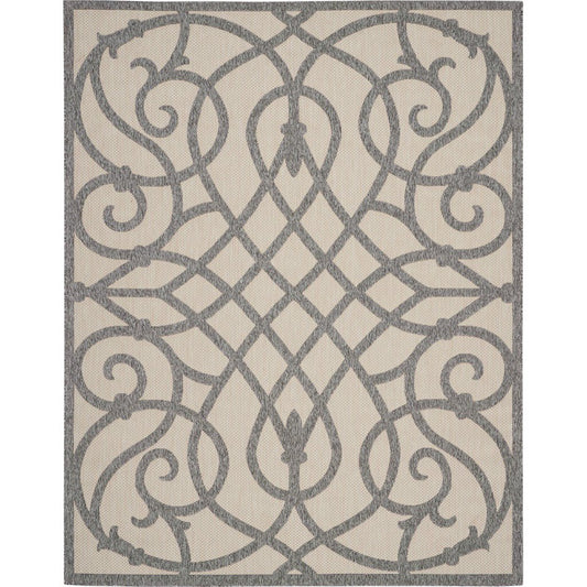 7'10" x 9'10" Cream Grey Rectangle Indoor/Outdoor Rug Cozumel Collection by: Nourison