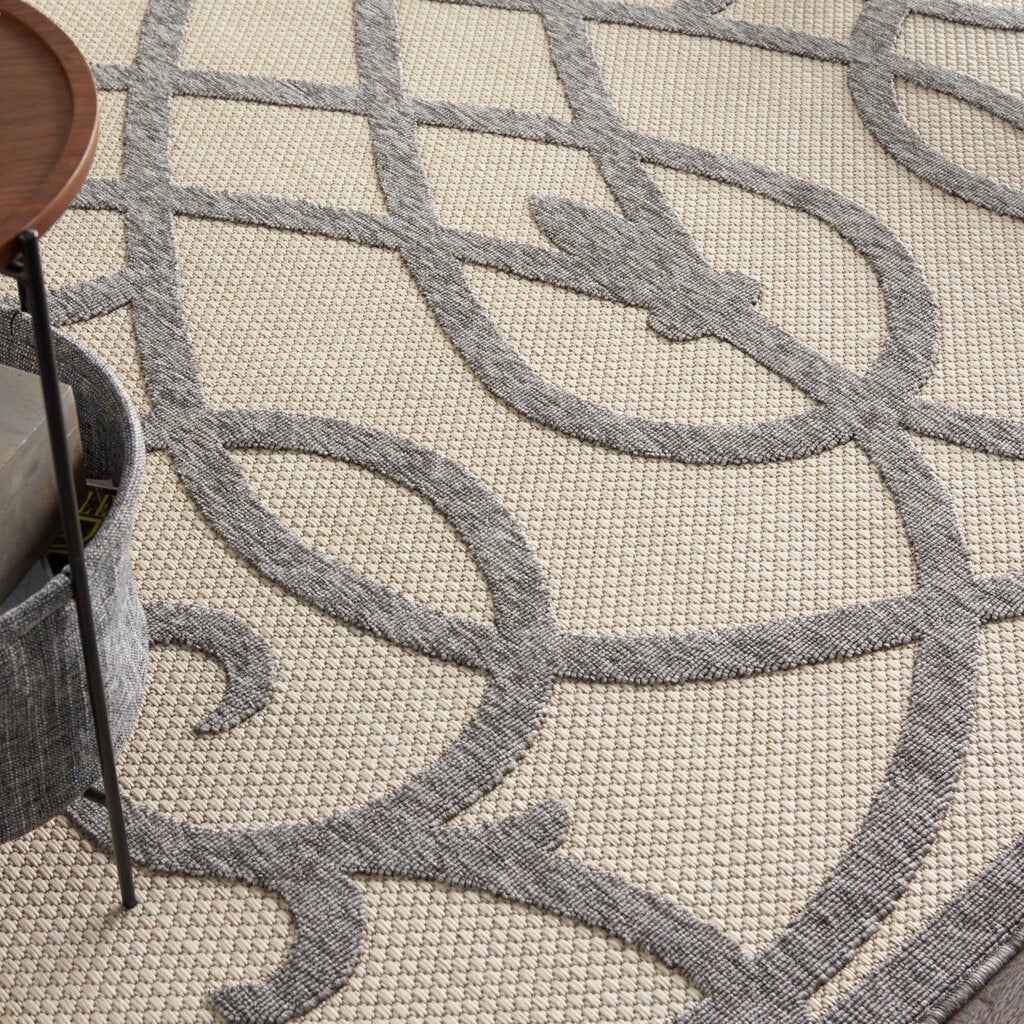 7'10" x 9'10" Cream Grey Rectangle Indoor/Outdoor Rug Cozumel Collection by: Nourison