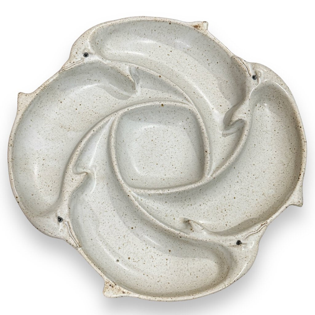 Vintage Chamberlain Pottery Stoneware Dolphin Serving Platter 13" round