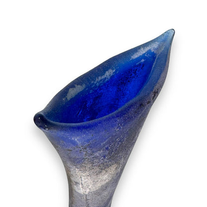 MCM Murano Glass Bird Vase in Cobalt Blue "Scavo" Finish by Vetreria Gino Cenedese, Antonio Da Ros. Signed w/ Original Inventory Stickers 12" tall Venice, Italy