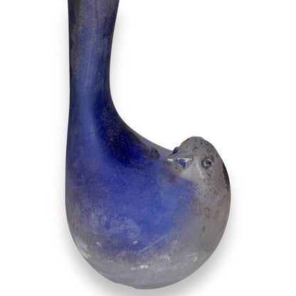 MCM Murano Glass Bird Vase in Cobalt Blue "Scavo" Finish by Vetreria Gino Cenedese, Antonio Da Ros. Signed w/ Original Inventory Stickers 12" tall Venice, Italy