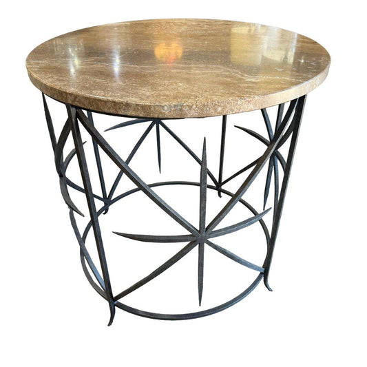 Hand Forged Iron Table w/ Stone Top by: ADG Lighting - Architectural Detail Group 30"Wx30"H