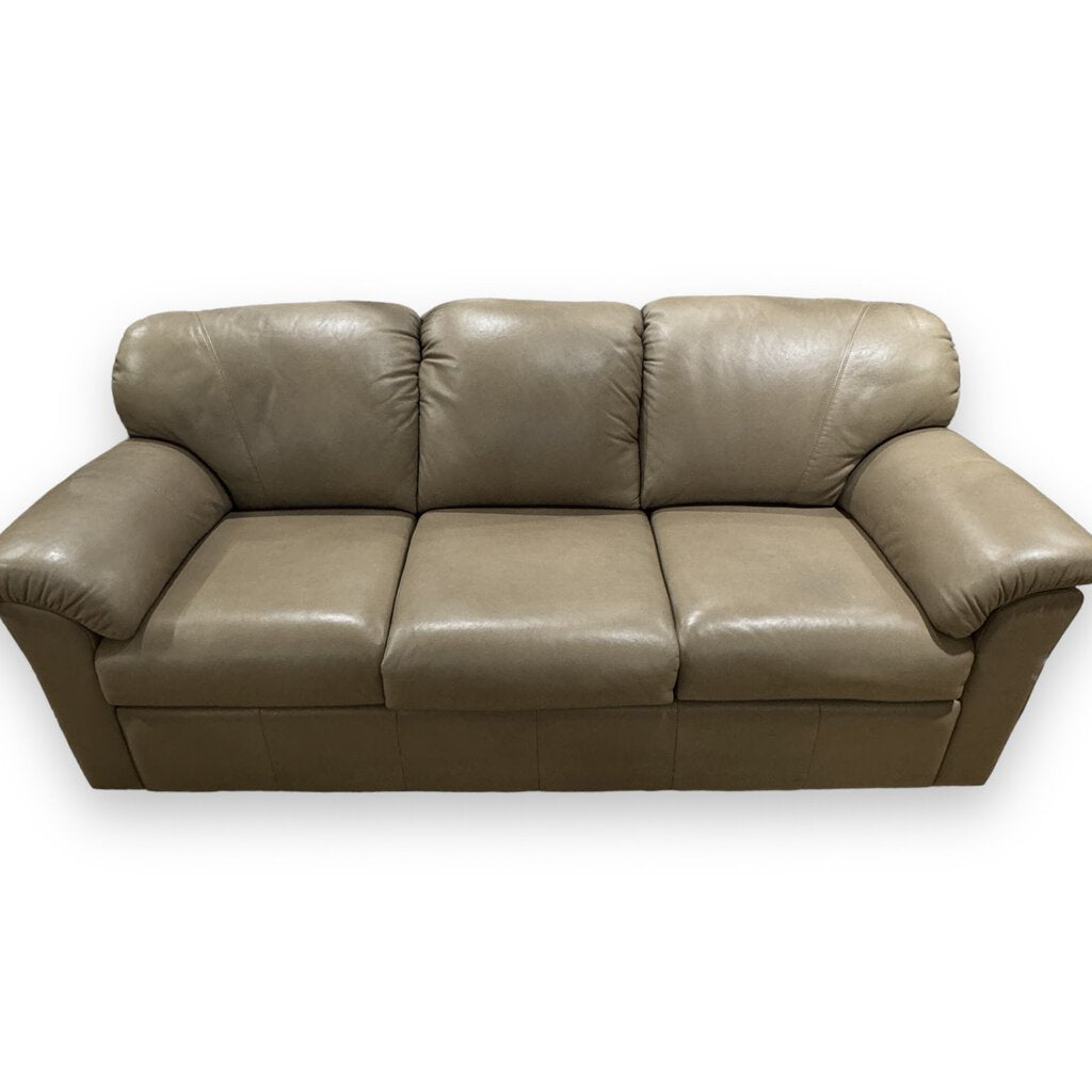 Omnia Tahoe 3 Seat Leather Sofa - Color Navajo Mushroom Top Grain Italian Leather MADE IN USA 80"