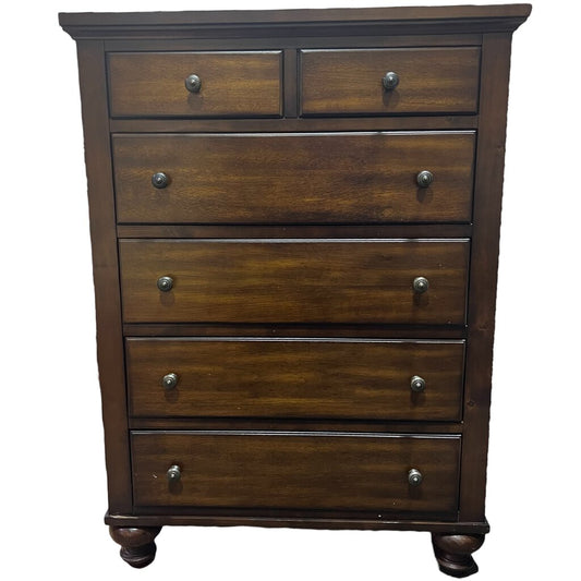 Dark Wood Six Drawer Dresser 41L 19W 56H