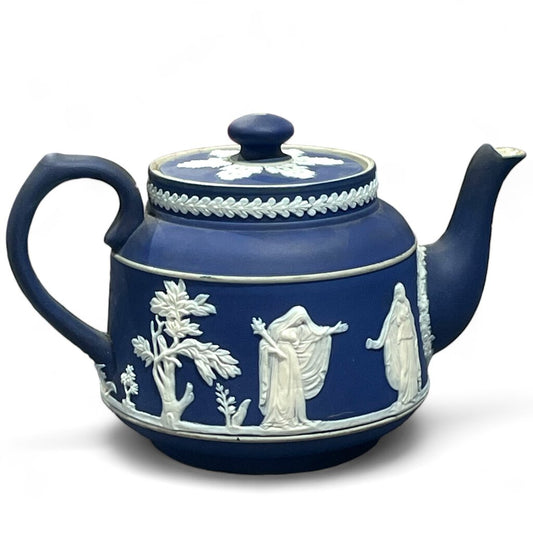 Vintage Blue Jasperware Teapot