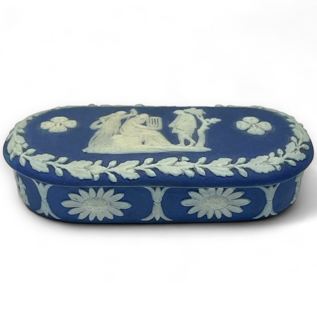 Vintage Blue Wedgwood Trinket Box 1.5'