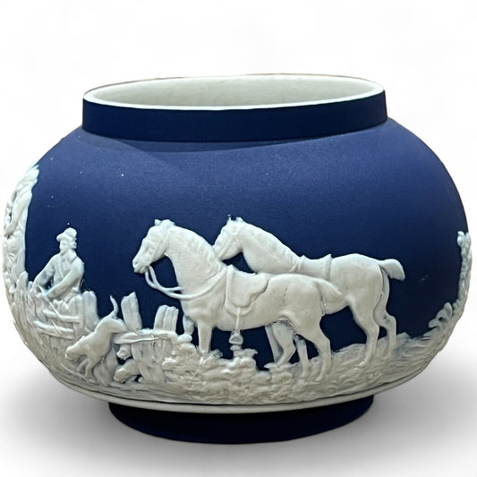 Vintage Blue Jasperware Vase 3"