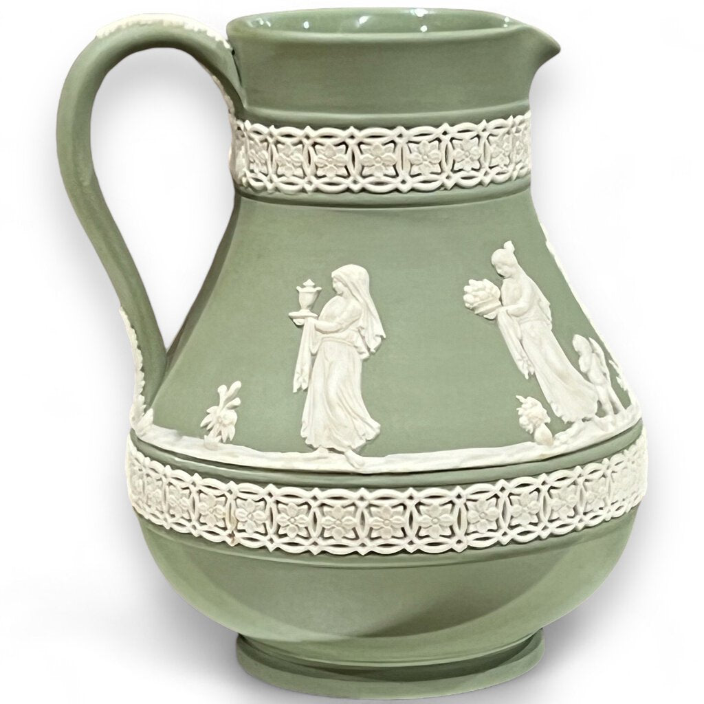 Vintage Wedgwood Olive Green Pitcher 5.5"