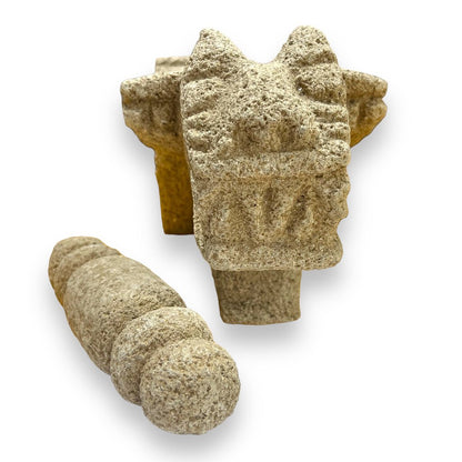 Mesoamerican Jaguar Limestone Metate w/ Pestle