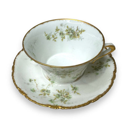 1903 Theodore Haviland Limoges France 55pc Coffee & Luncheon Set Green & Gold Pattern Porcelain