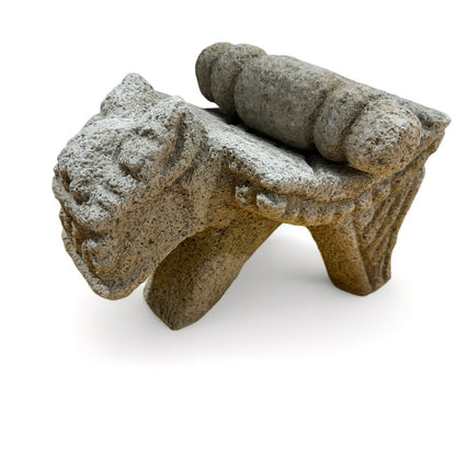 Mesoamerican Jaguar Limestone Metate w/ Pestle