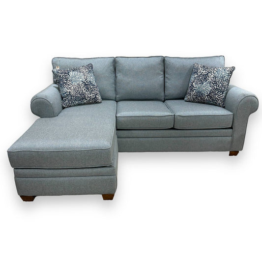 Stanley Chair Co. Andrew Rolled Arm 82" Reversible Chaise Sofa - Color: Nero Sky 2 Pillows Dwell Navy